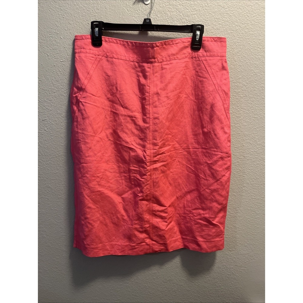 ANN TAYLOR NWT  Solid Pink Lined Linen Blend Pencil Skirt Size 12